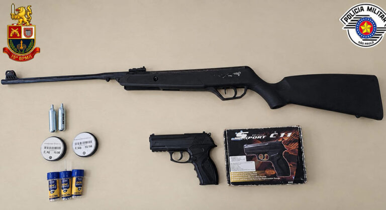 Arma adaptada para calibre .l22 e munições são apreendidas pela PM