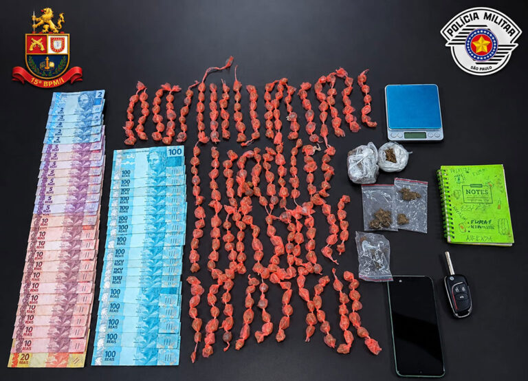 Polícia apreende quase 300 porções de crack, drogas e dinheiro